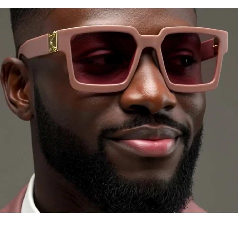 Men Sunglasses Pink Frame Pink Lens Party Shades Festival Beach‎ Wear Square